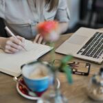 a woman writing