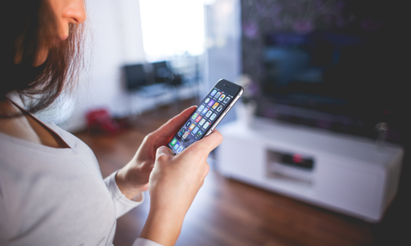 a woman using phone