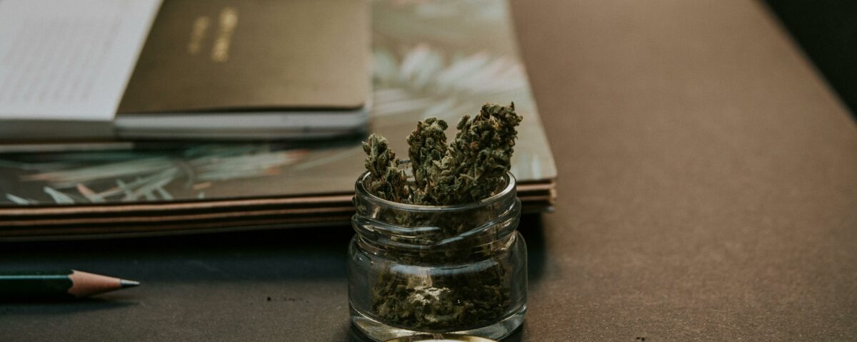 weed in a a small jar